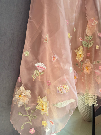 Handwork Appliqué 3D Florals suit