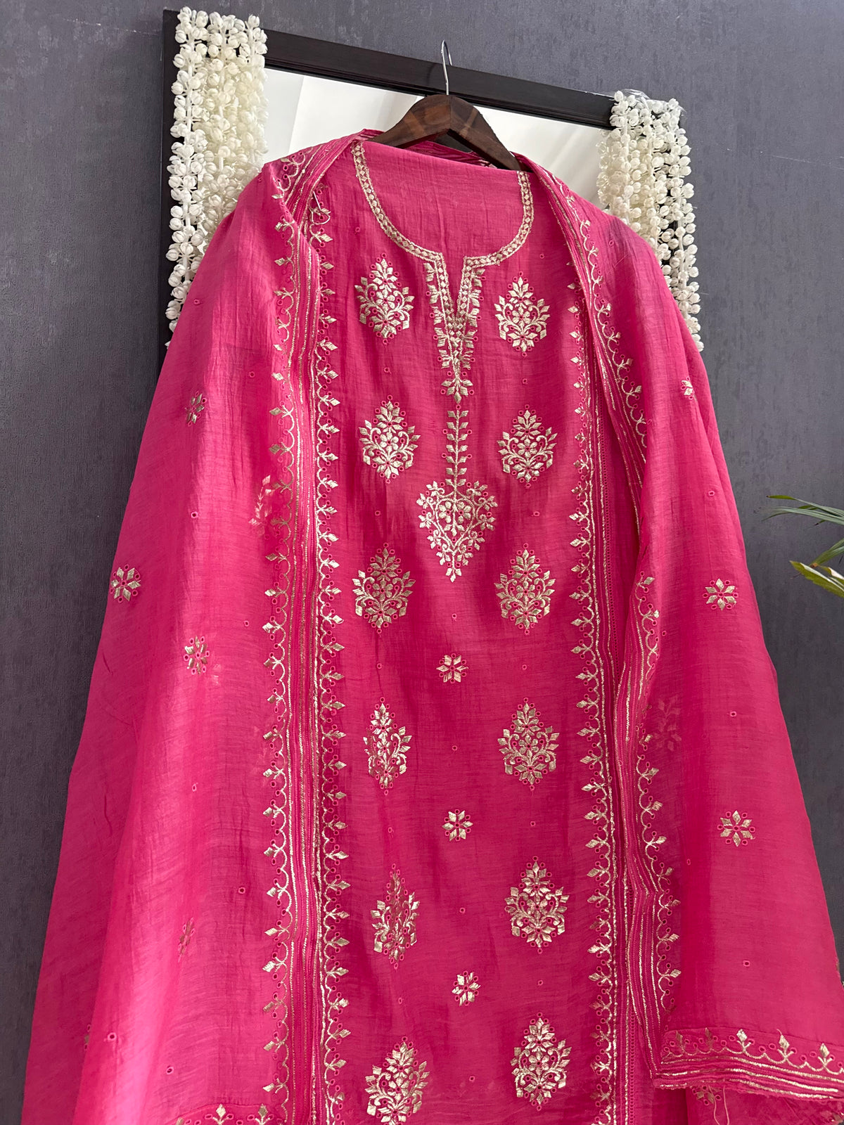 Luxurious Mul chanderi pitta work suit