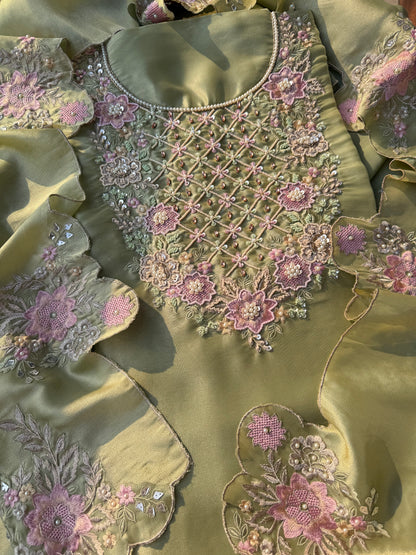 Luxurious Tissue Parsi handwork suit