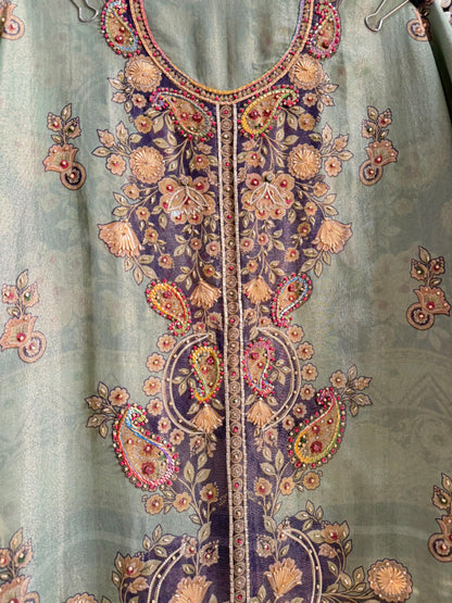 Pure Tissue silk digitally printed handwork suit