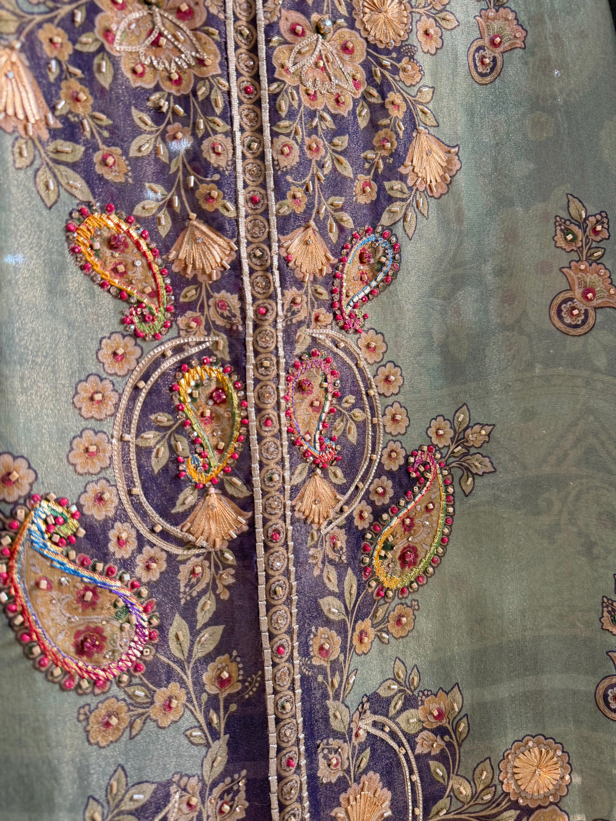 Pure Tissue silk digitally printed handwork suit