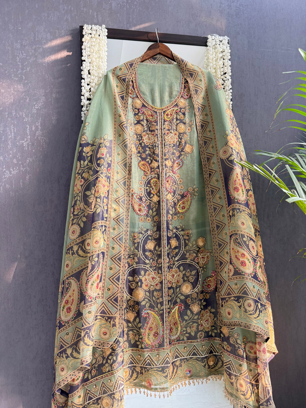 Pure Tissue silk digitally printed handwork suit