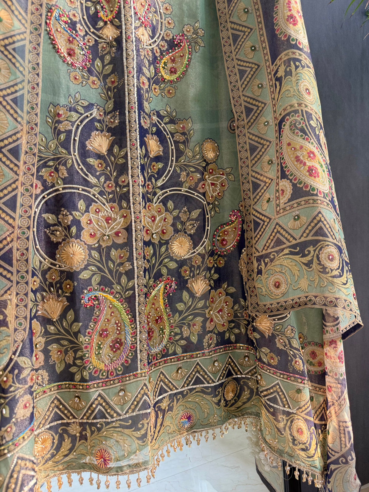 Pure Tissue silk digitally printed handwork suit