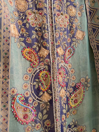 Pure Tissue silk digitally printed handwork suit