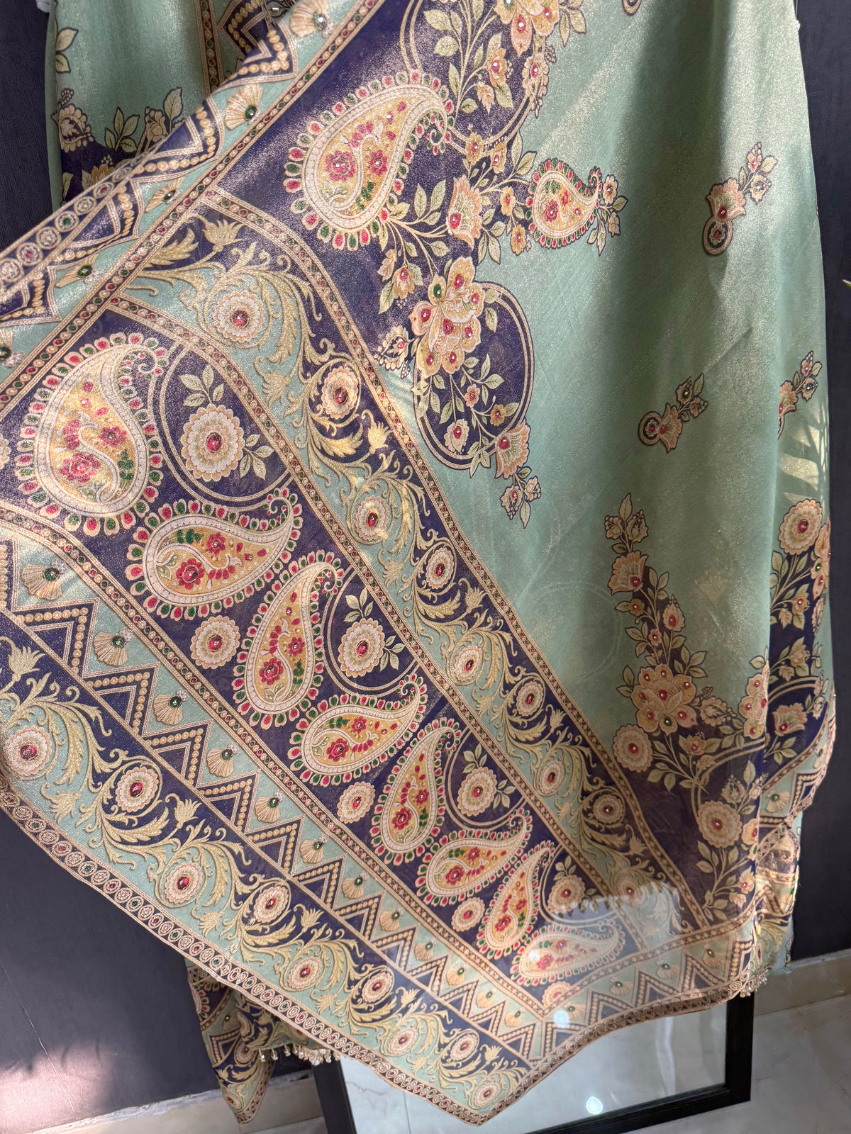 Pure Tissue silk digitally printed handwork suit