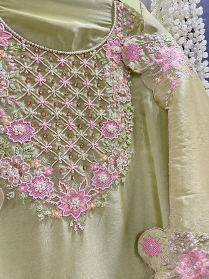 Luxurious Tissue Parsi handwork suit