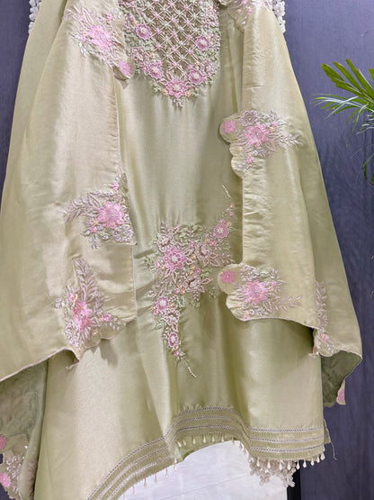 Luxurious Tissue Parsi handwork suit