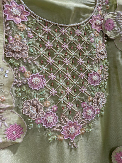 Luxurious Tissue Parsi handwork suit