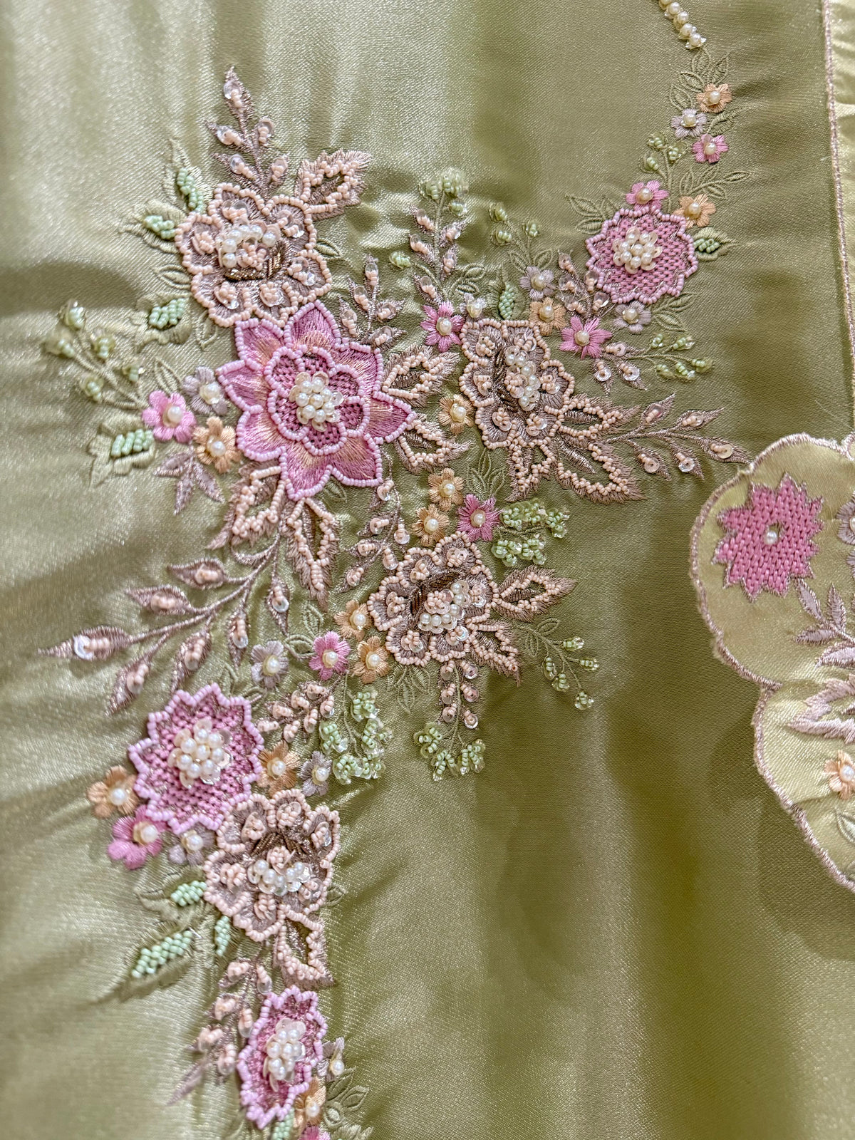 Luxurious Tissue Parsi handwork suit