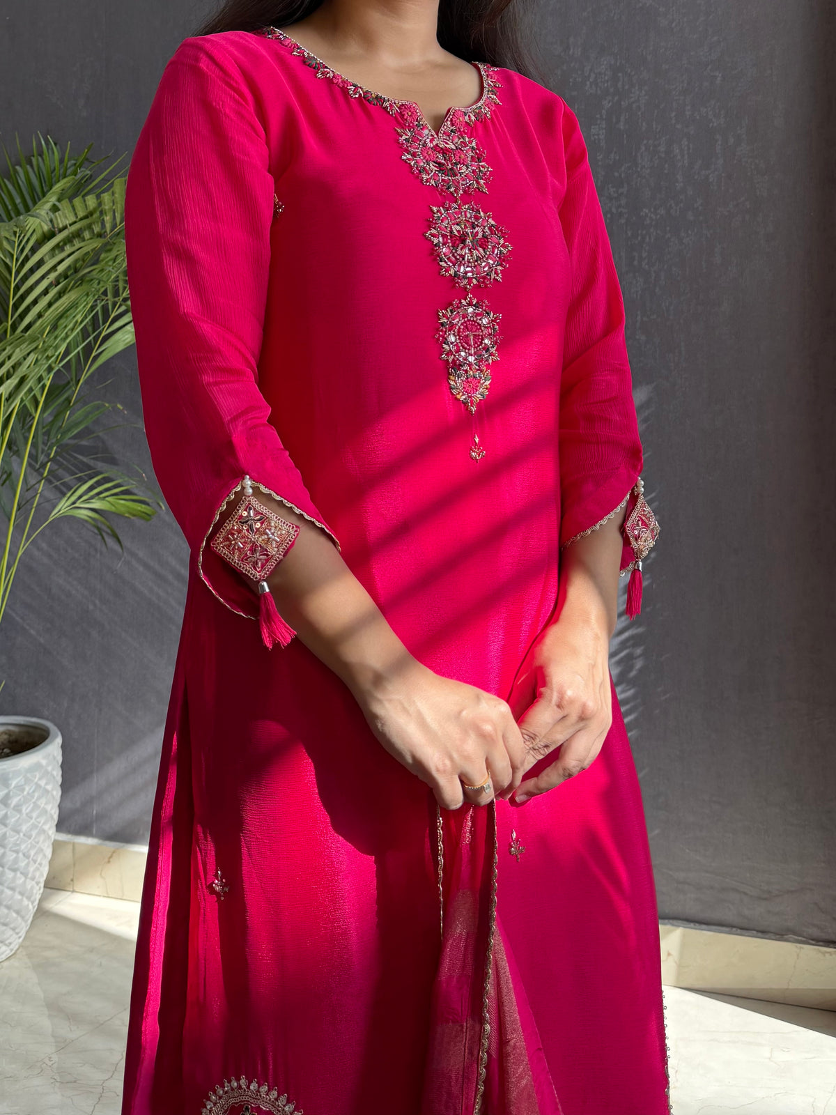 Chinon silk Peacock handwork suit set