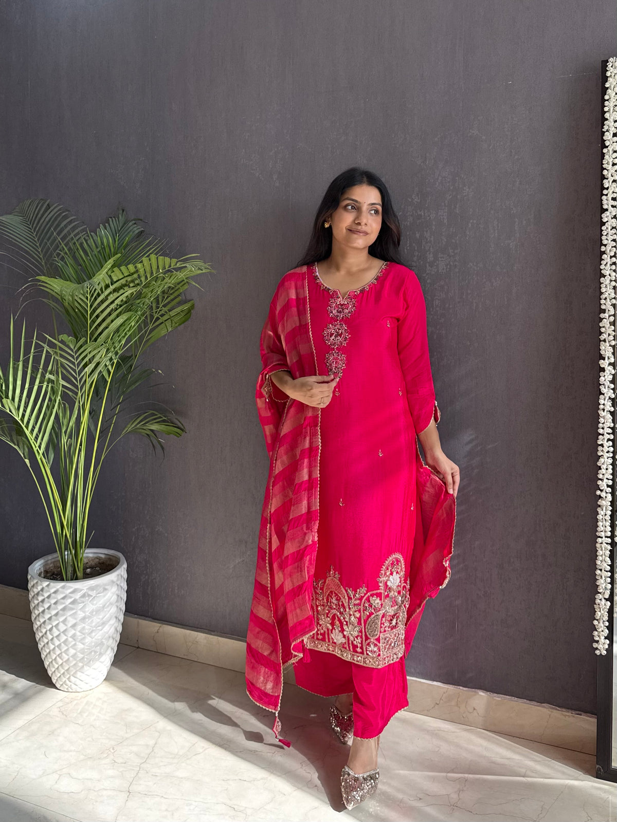 Chinon silk Peacock handwork suit set