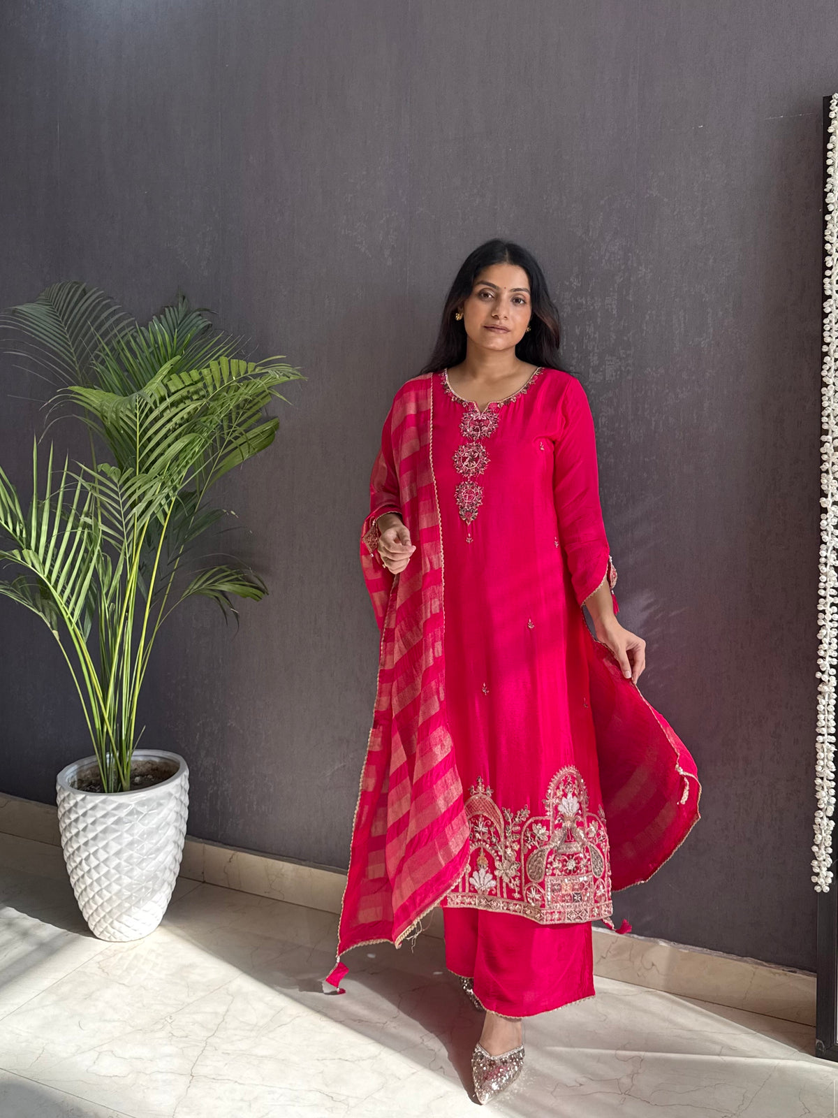 Chinon silk Peacock handwork suit set