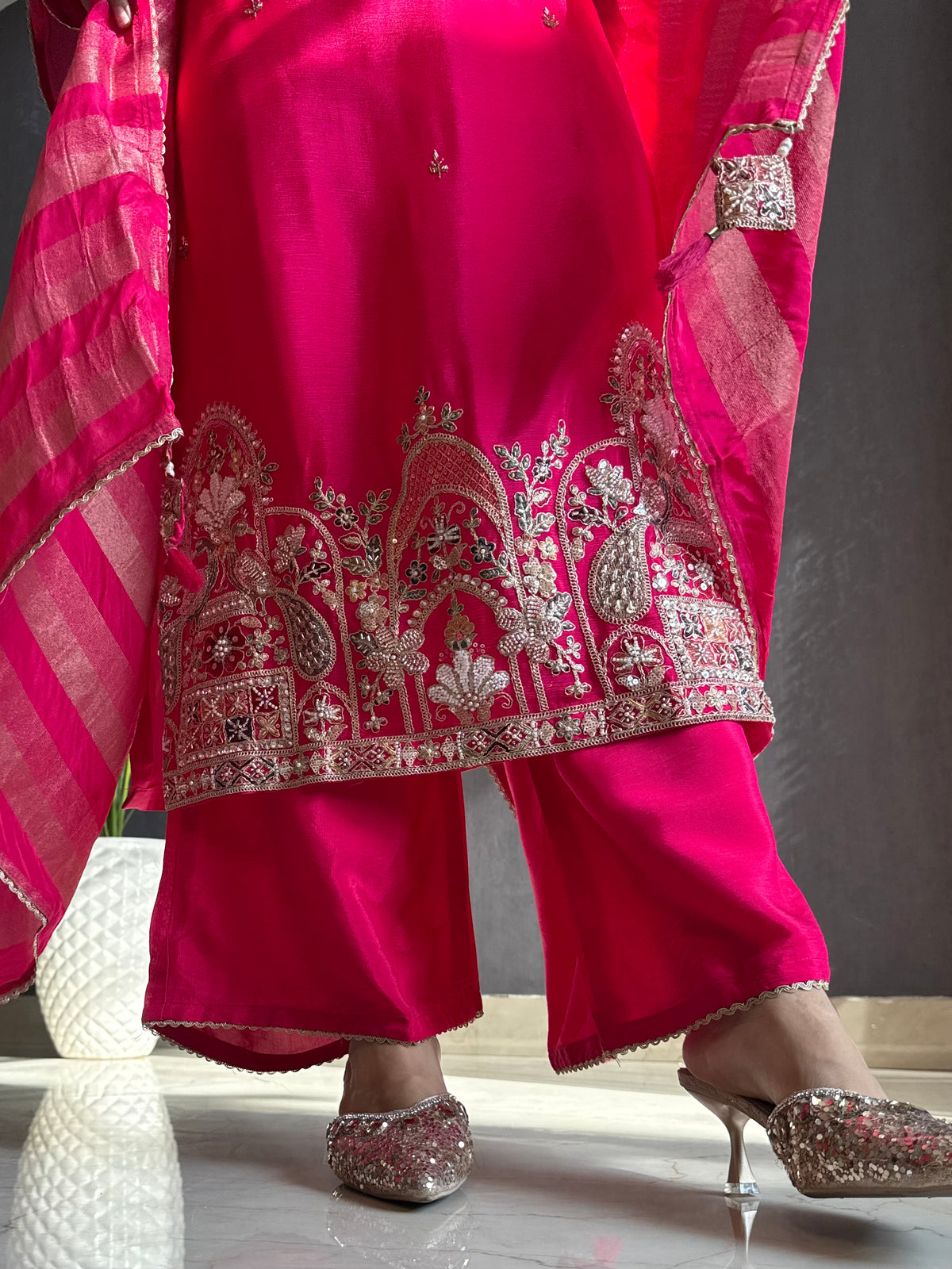 Chinon silk Peacock handwork suit set