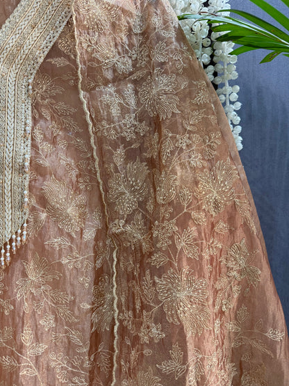 Premium crush tissue zari aari embroidered suit