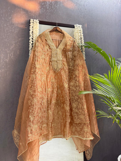 Premium crush tissue zari aari embroidered suit