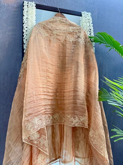 Premium crush tissue zari aari embroidered suit
