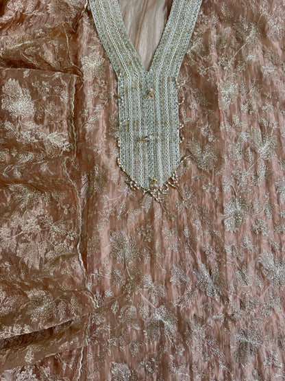 Premium crush tissue zari aari embroidered suit
